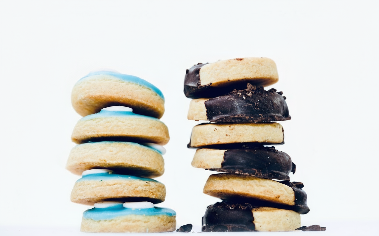 Cookie stacks with white background