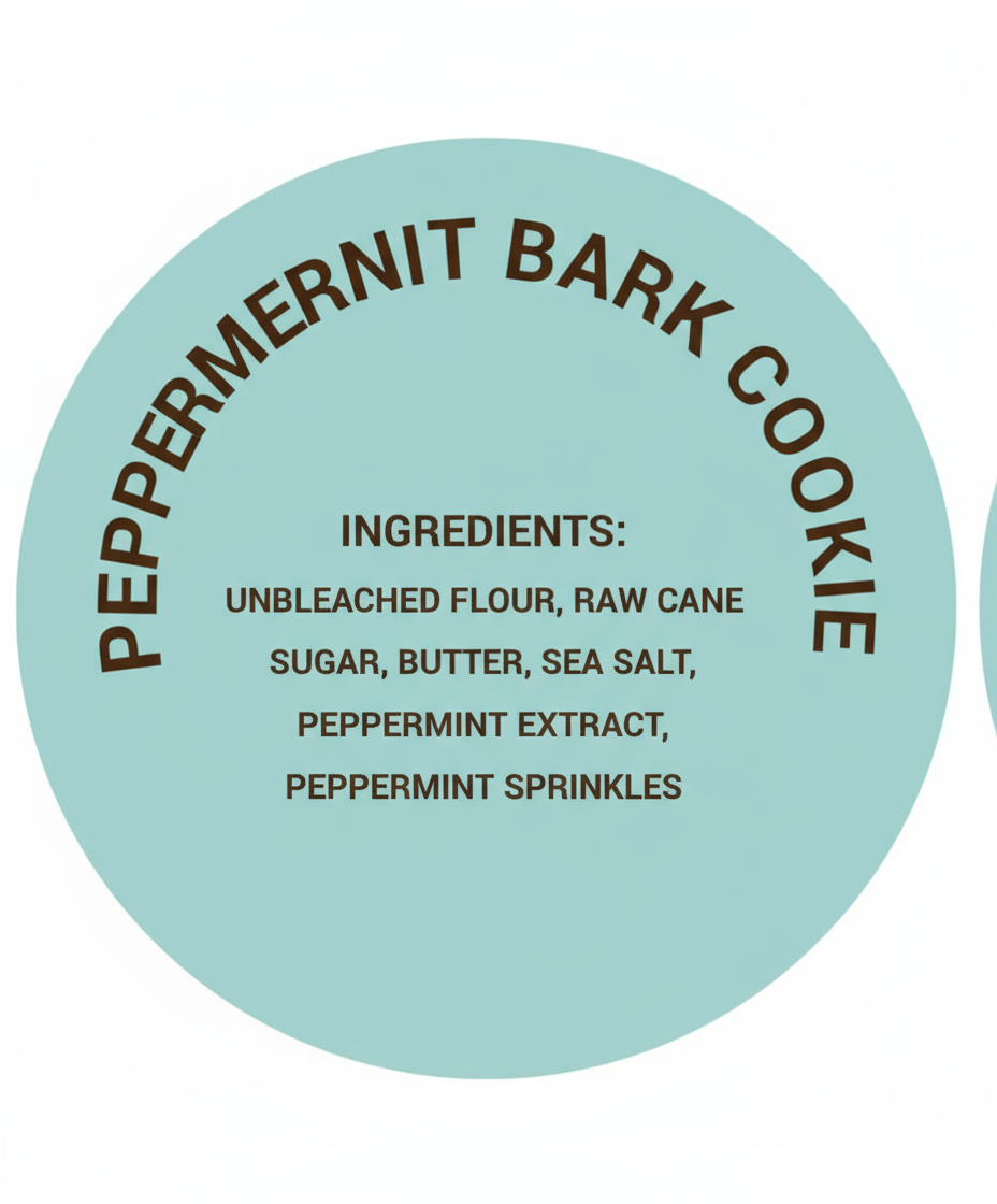 Peppermint Bark Cookie Ingredient Label